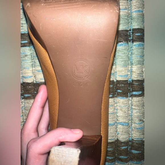 Michael Kors Tan Peep-Toe Wooden Heels - Picture 6 of 6